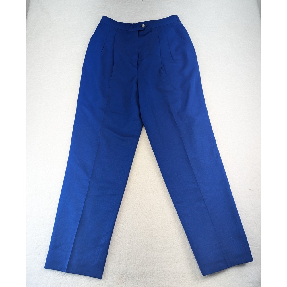 Vintage Better Bottom Women's Electric ‎ Blue 100% Wool Pleated Front Pants 10